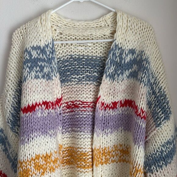 Anthropologie Grazia Chunky Striped Cardigan Sweater Size XS/S Colorful Knit EUC - Picture 6 of 13